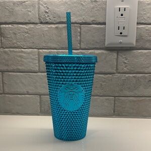 Starbucks Blue Studded Cup with Straw